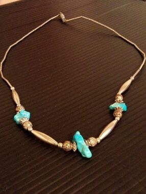 Turquoise Stone Accent Silver Necklace - Women Jewelry